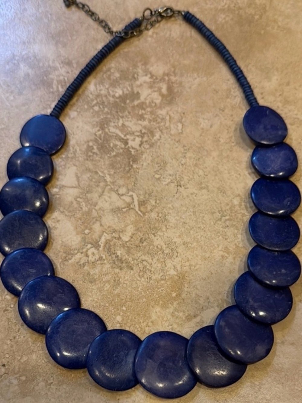 The Limited Vintage Navy Blue Oversized Disc Bead Statement Necklace